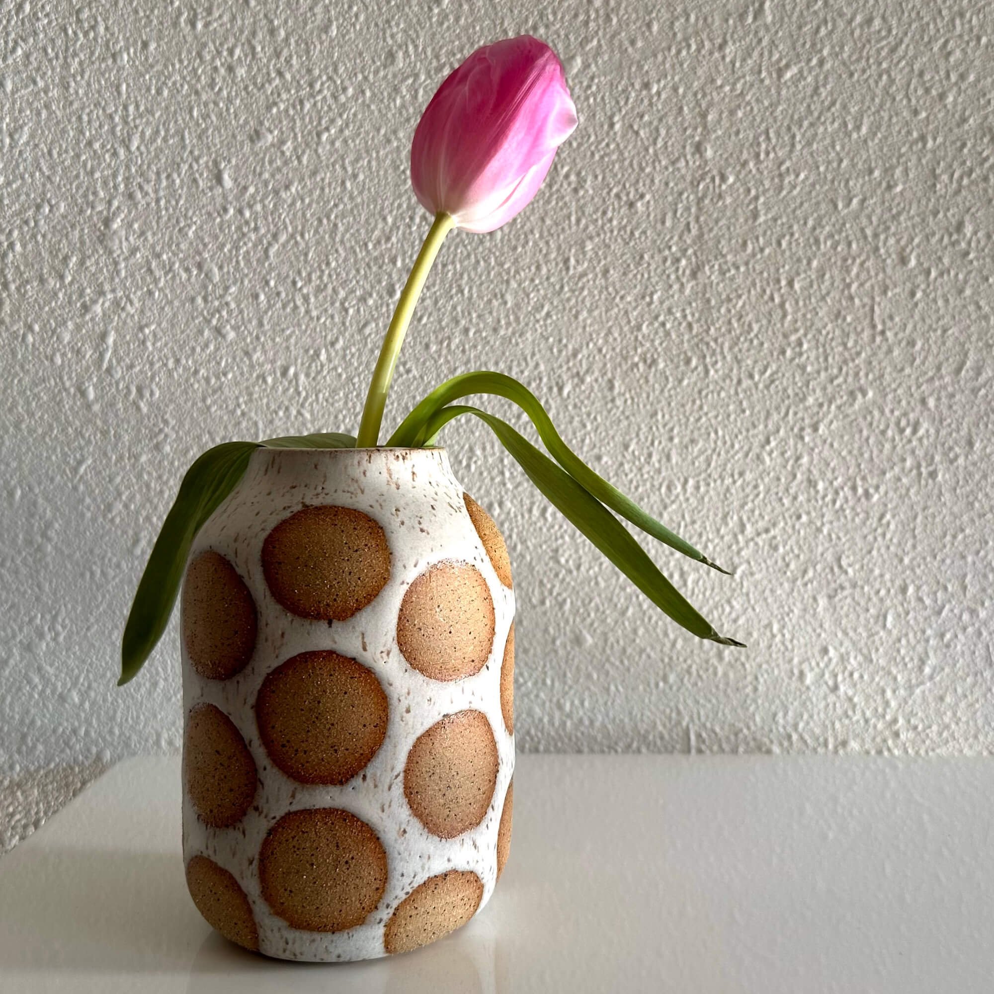 Polka Dot Vase in Birch — Hey Moon Ceramics